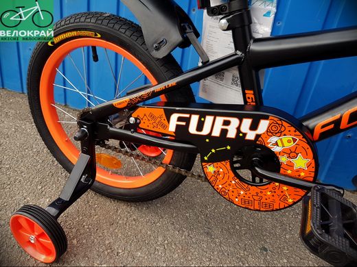 Велосипед 16" Formula FURY 8.5" St черно-оранжевый с крылом Pl 2020