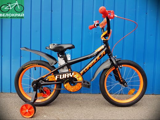 Велосипед 16" Formula FURY 8.5" St чорно-помаранчевий з крилом Pl 2020