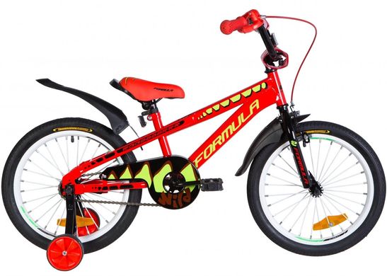 Велосипед 18" Formula WILD 9" St красно-черный с салатовым, с крылом Pl 2021