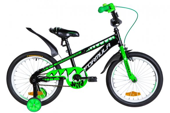 Велосипед 18" Formula WILD 9" St чорно-зелений з білим, з крилом Pl 2021