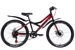 Велосипед 24" Discovery FLINT DD 13" St чорно-червоний з сірим, з крилом Pl 2021